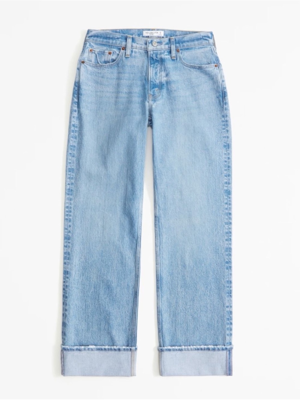 NWT Abercrombie & Fitch The Baggy Low Rise Cuffed Hem Jean in Light/Medium 27L